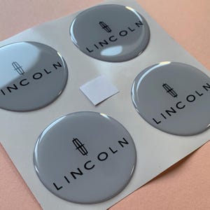 Set of 4 Epoxy resin Stickers for center caps on Lincoln car rims || All Size Silicone Self-adhesive Emblems