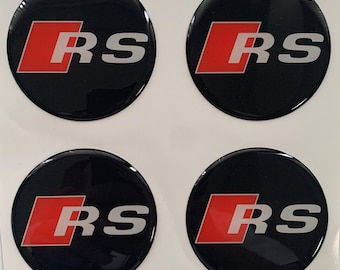 Set of 4 Epoxy resin Stickers for Center caps on RS car rims || All Size Silicone Self-adhesive Emblems