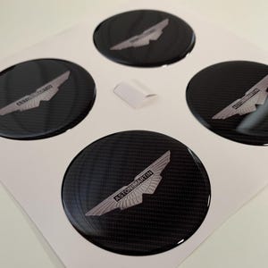 Set of 4 Epoxy resin Stickers for center caps on Aston Martin car rims || All Size Silicone Self-adhesive Emblems