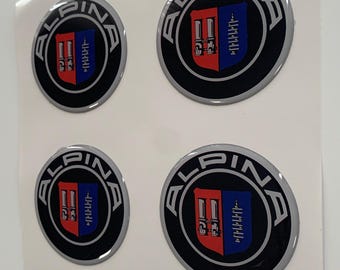 Set of 4 Epoxy resin Stickers for Center caps on Alpina car rims || All Size Silicone Self-adhesive Emblems