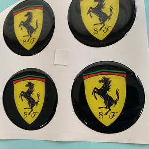 Set of 4 Epoxy resin Stickers for Wheel Center caps on Ferrari car rims || All Size Silicone Self-adhesive Emblems