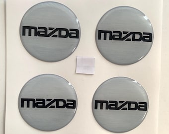 Set of 4 Epoxy resin Stickers for center caps on Mazda car rims || All Size Silicone Self-adhesive Emblems