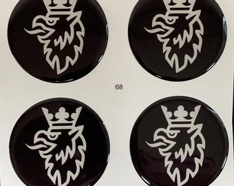 Set of 4 Epoxy resin Stickers for center caps on Saab car rims || All Size Silicone Self-adhesive Emblems