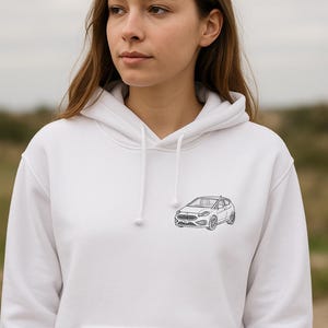 Custom Car Line Art Hoodie, Personalized Vehicle Sweatshirt, Car Lover Gift, Automotive Apparel, Streetwear Jumper, Car Enthusiast Pullover