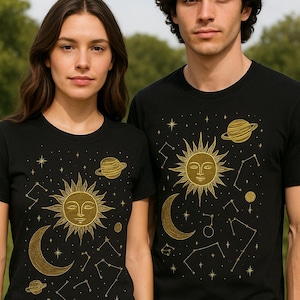 Starry Night Sky T-Shirt, Celestial Space Tee, Astronomy Shirt, Galaxy Graphic Top, Cosmic Summer Clothing