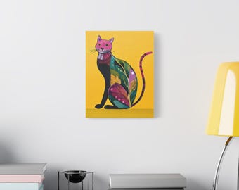 Cuadros de gatos vibrantes, decoración moderna para el hogar.