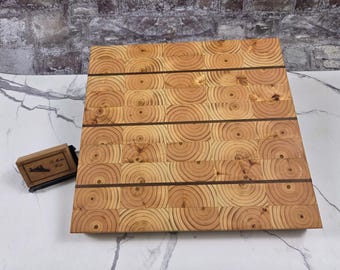 Rustic Rings End Grain Cutting Board - Fir & Black Walnut - Handmade Wood Board