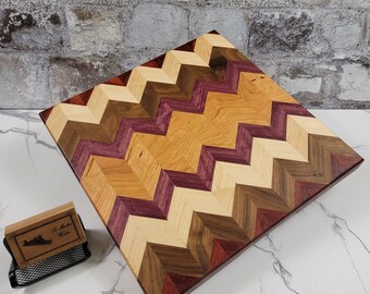 Chevron Pattern Cutting Board: Black Walnut, Cherry, Maple & Padauk Wood
