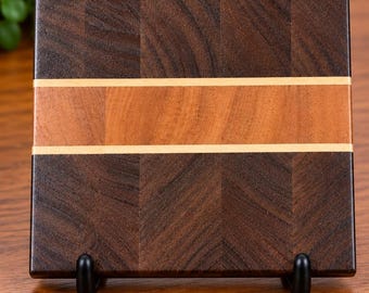 Oops Collection End Grain Trivet - Walnut, Cherry & Maple - Handmade Hardwood Hot Pad