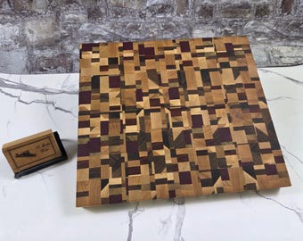 Chaos Board No. 2 - Seven Hardwood Cutting Board - Handmade End Grain Charcuterie Board