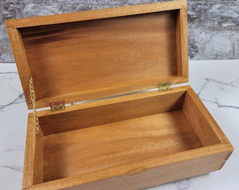 Handmade Mahogany Keepsake Box | Hand-Cut Dovetails & Brass Hinges | Heirloom Wooden Jewelry  |Memory Box