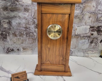 Handmade Black Walnut Wall Clock | Craftsman Style Solid Wood Clock | Heirloom Mantel or Wall Clock