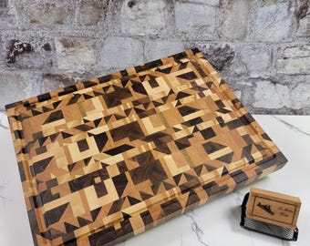 Chaos Board No. 1 - Multi-Hardwood Cutting Board - Juice Groove & Handholds