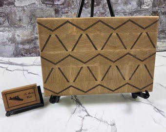 Chevron Shift Cutting Board - Black Walnut & Hard Maple - Optical Illusion End Grain Board