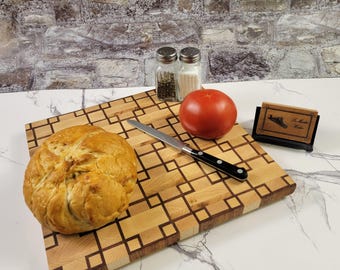Black Walnut & Maple Cutting Board: Interlocking Squares Design