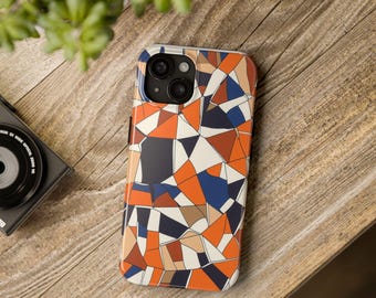 Geometric Orange iPhone 15 Case: Modern Minimalist Design