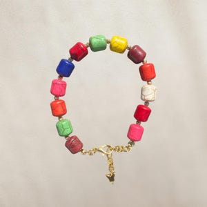 Carnival Pop Bracelet – Colorful Chunky Beads with Gold-Tone Details