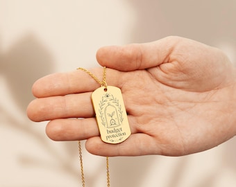 Collar con etiqueta de protección presupuestaria, joyería grabada para gerentes de finanzas, regalo de humor corporativo