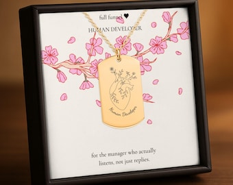 Halskette mit graviertem Anhänger „Human Developer“, Geschenk zur Wertschätzung von Führungskräften