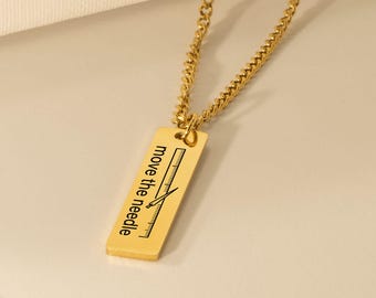 Collar con barra grabada, colgante "Move the Needle", regalo de humor corporativo