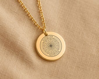 Collar con moneda de protección contra algoritmos, regalo para profesionales del marketing, amuleto con humor corporativo.