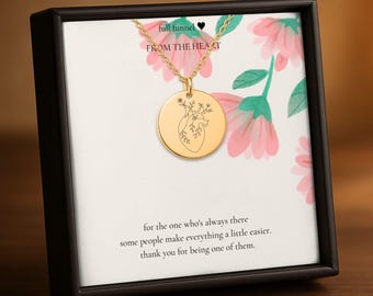 Collar con moneda grabada en forma de corazón, regalo de agradecimiento para un amigo o compañero de trabajo.