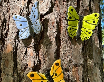 Butterfly Garden Art Outdoor Tree Fence Wall Butterflies - Set of Three