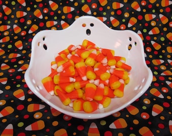 Halloween Candy Dish Ghost Bowl Fall Holiday Party Serving - 6" wide