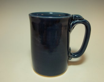 Large Coffee Mug Beer Stein Pottery Mug - Navy Blue - 16 ounces