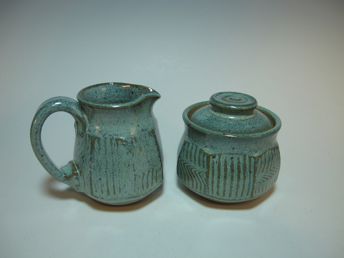 Cream and Sugar Set Pottery Creamer Sugar Bowl Red Handmade Etsy
