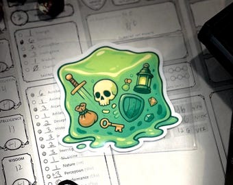 Gelatinous Cube - Permanent Waterproof Vinyl Sticker – Funny Fantasy RPG Decal