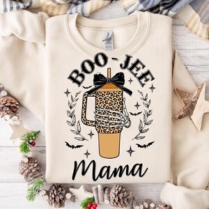 Halloween Boo Jee Mama Png, Bougie Png, Gift For Her, Halloween Skull Skeleton, Halloween Coquette Bow Png, Halloween Mom Png Design