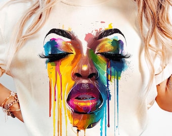 Colorful Art Black Queen Png, Women Black Queen, Melanin Dripping Juneteenth, Afro Melanin Women Png Digital Download