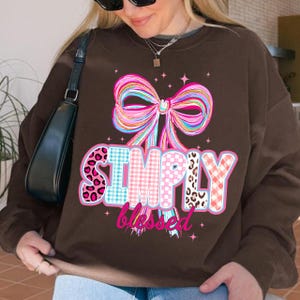 Simply Blessed Coquette Png, Retro Christian Png, Faith png, Christian Coquette PNG, Religious Png, Bible Verse Png, Bow Png, Pink Coquette