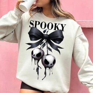 Halloween png, Spooky Ghost Cherry Bow Halloween PNG, Cherry png, Retro Halloween png, Trendy Halloween Woman png, Cute Ghost png, Spooky