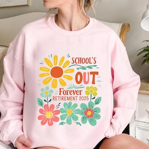 Retro School&#39;s Out Forever Retirement 2025 Retired Teacher png, Retired Summer 2025 Png, Teacher retirement Sublimation Design