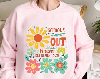 Retro School&#39;s Out Forever Retirement 2025 Retired Teacher png, Retired Summer 2025 Png, Teacher retirement Sublimation Design