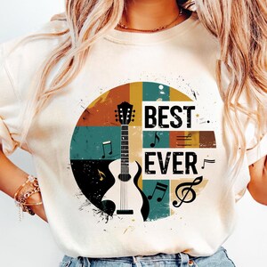 Meilleur papa de tous les temps, amateur de guitare, fête des pères png, accords de guitare papa, musicien guitariste, papa père musique guitare poupée png sublimation