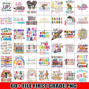 50+ File First Grade Png Bundle, First Grade Vibes PNG, Back to School Sublimation, Teacher Shirt Design, First Day of School Png