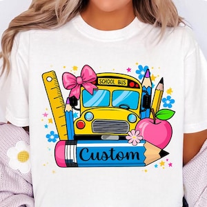 Custom Name Pencil Png, Coquette Back To School Png, Teacher Pencil Png, School Girl Png, First Day of School, Kindergarten, Pre-K