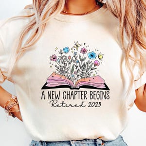 Floral Book A New Chapter Begins Retired Teacher PNG, Retirement Sublimation, Vintage Floral Teacher Gift, Last Day of School Art