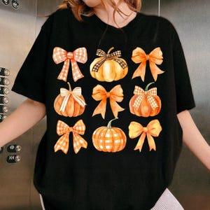 Retro Fall Basics Png, Retro Fall Pumpkin Bow Png, Fall Coquette Bow PNG, Fall Shirt Png, Autumn Girly Png, Girl Autumn Sublimation Design