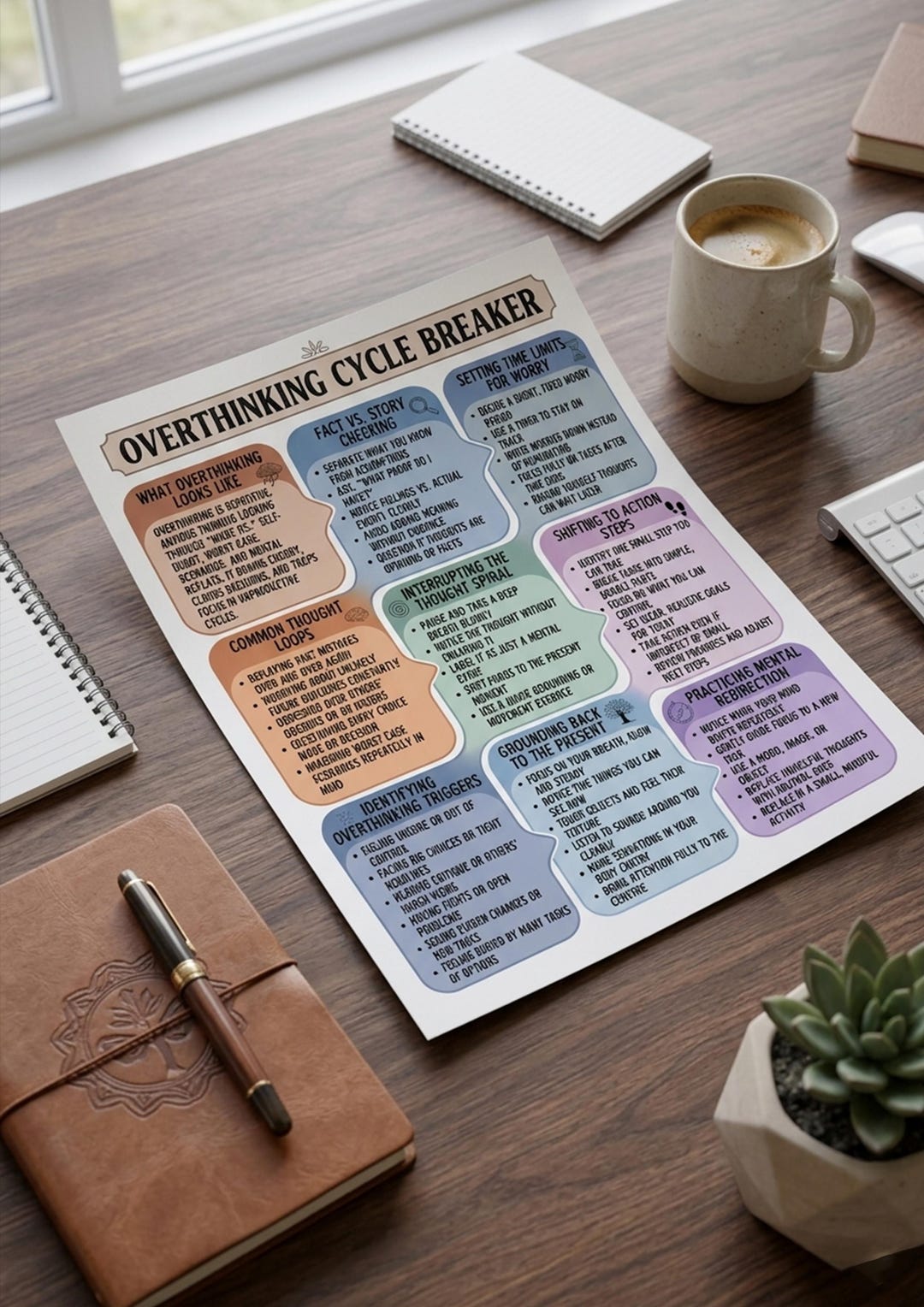 Overthinking Cycle Breaker Cheatsheet, Anxiety Relief Tool, Mindfulness ...