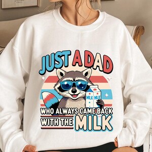 Vintage Waschbär nur ein Vater, der immer mit der Milch zurückkam png, unny Waschbär Vatertag Sublimation, Vintage Dad Witz Design 2025