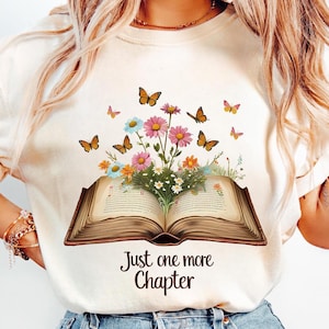 Just One More Chapter Png, Bookish Png, Aesthetic Bookwor, Cute Librarian Gifts, Cool Readers Png, Digital Download, Book With Flowers