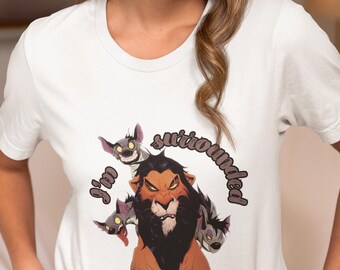 Camiseta vintage de Disney El Rey León, camiseta Scar rodeada de idiotas, camiseta gráfica de villano divertido, atuendo para viaje familiar a Disneyland, regalo de Disney