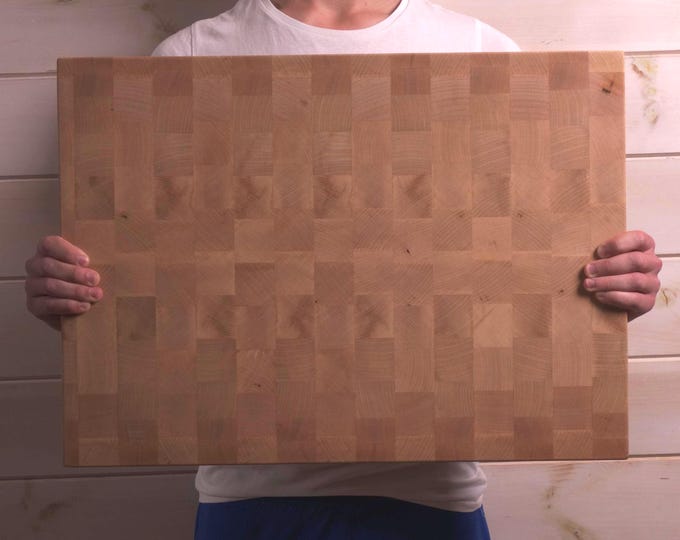 Large Handmade End Grain Wooden Cutting Board Maple Wood XXL Size - Best Gift For Mother