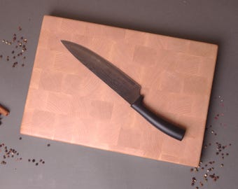 Handmade Reversible End Grain Maple Cutting Board with Built-in Handle - A Thoughtful Mother's Day Gift
