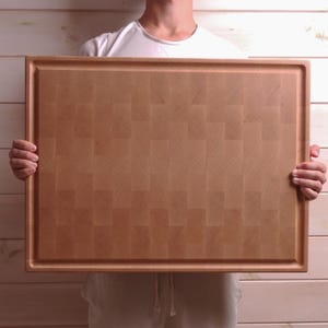 XXXL Size Handmade End Grain Maple Cutting Board Large With Juice Groove and Handles - Best Solution For a Chef