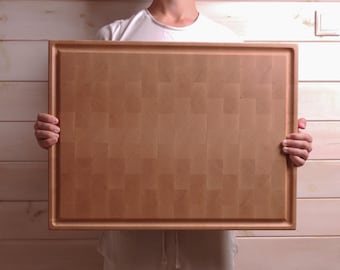 XXXL Size Handmade End Grain Maple Cutting Board Large With Juice Groove and Handles - Best Solution For a Chef